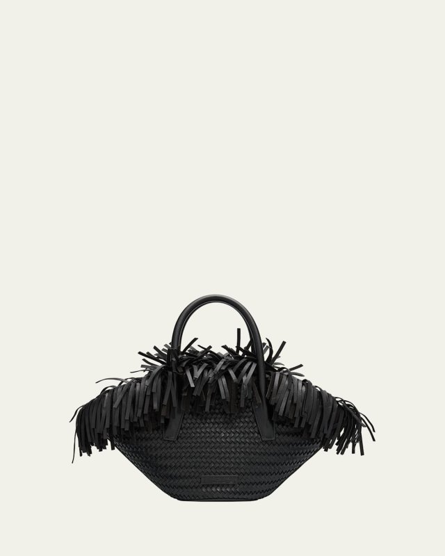 Sardinia Mini Fringe Basket Top-Handle Bag